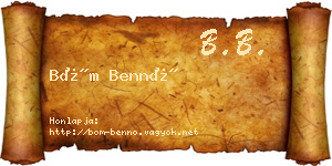 Böm Bennó névjegykártya